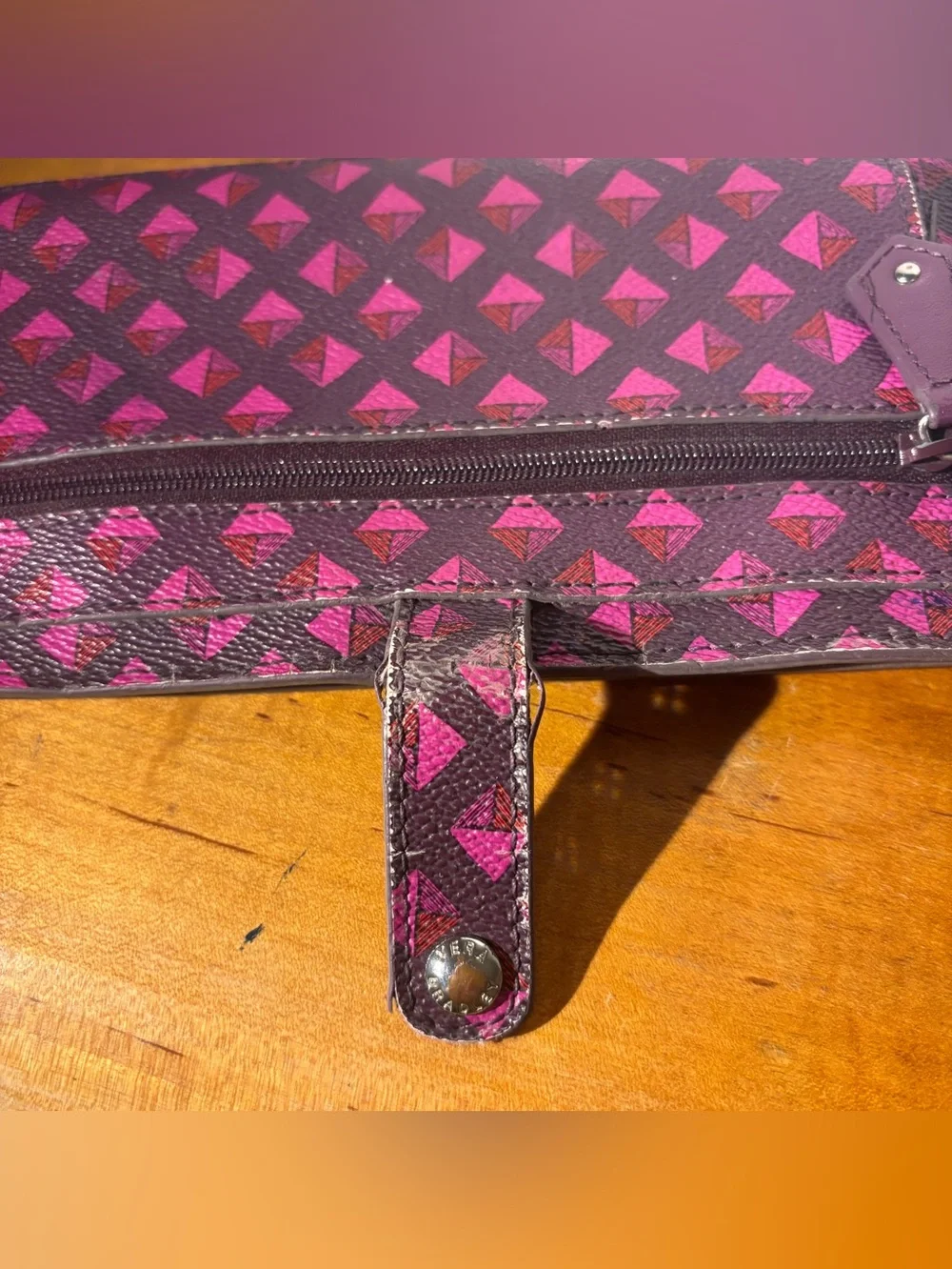 Vera Bradley Pink Geometric Snap Wallet - Preloved, Fair Condition